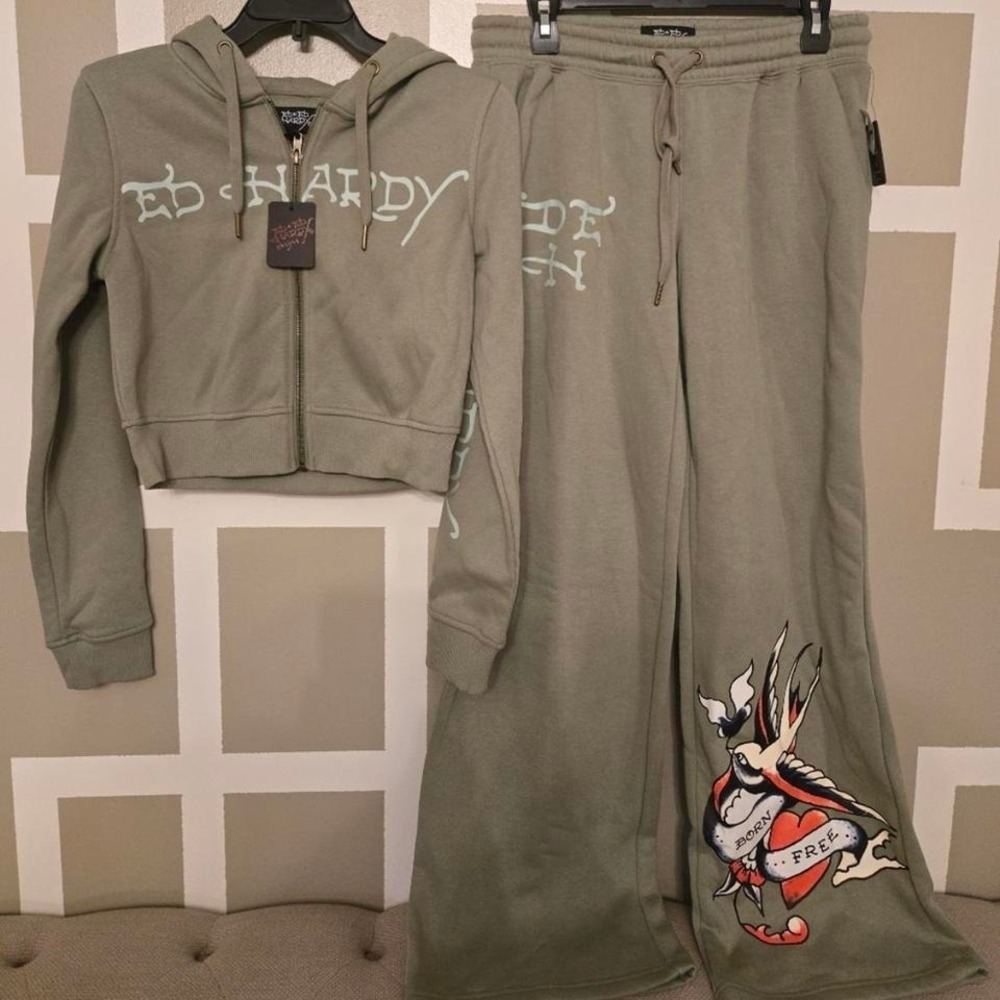 Ed Hardy Olive Green sweat set